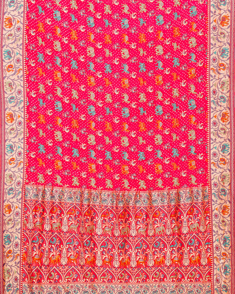 Pink bandhani banarasi georgette saree - PattuCheeralu