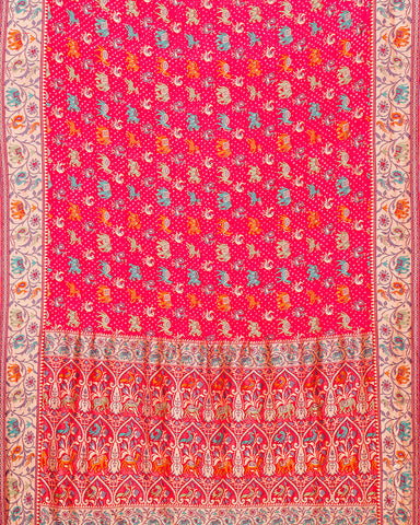 Pink bandhani banarasi georgette saree - PattuCheeralu