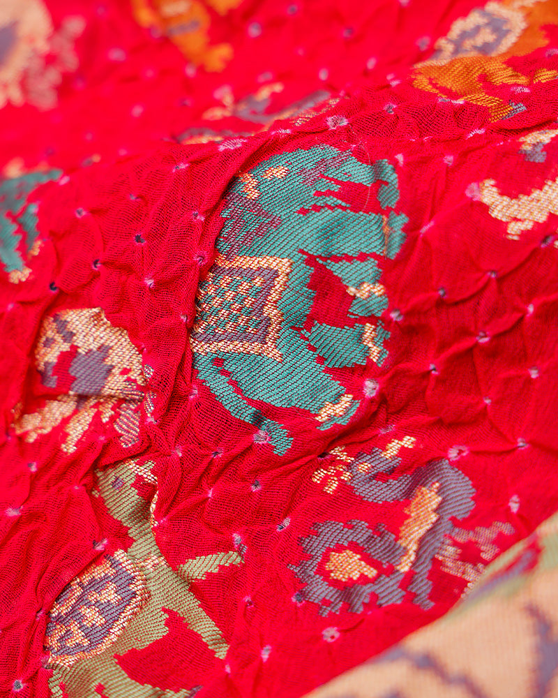 Pink bandhani banarasi georgette saree - PattuCheeralu
