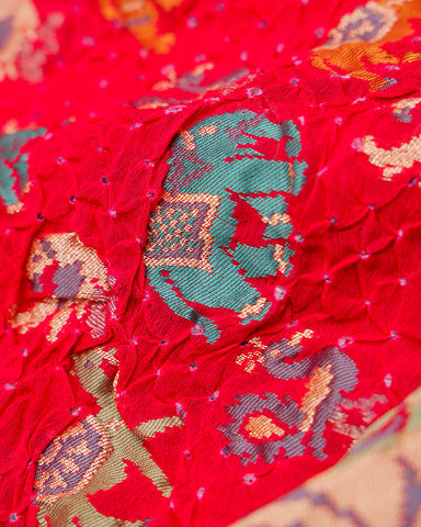 Pink bandhani banarasi georgette saree - PattuCheeralu
