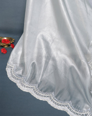 Power Grey jute tissue saree - PattuCheeralu