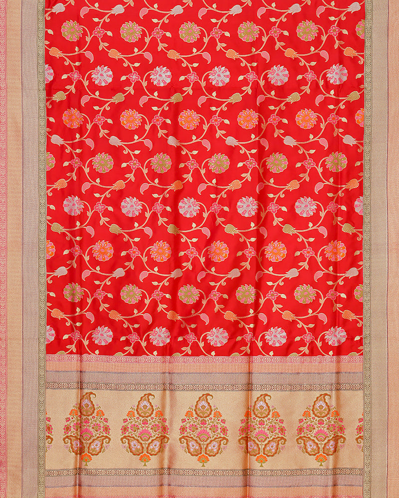 Red katan banarasi silk saree - PattuCheeralu