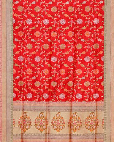 Red katan banarasi silk saree - PattuCheeralu