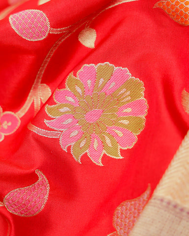 Red katan banarasi silk saree - PattuCheeralu
