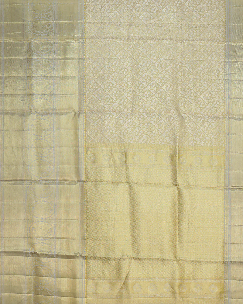 The silver tissue Kanjivaram saree - PattuCheeralu