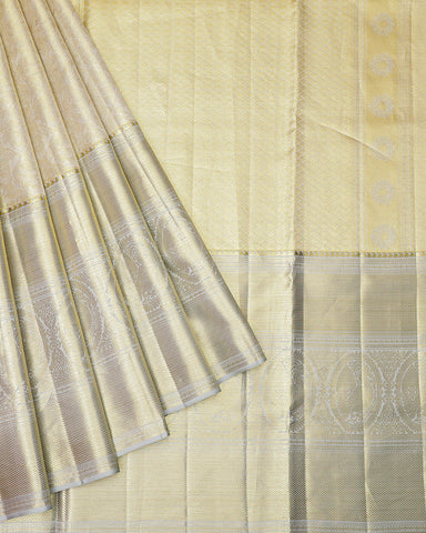 The silver tissue Kanjivaram saree - PattuCheeralu