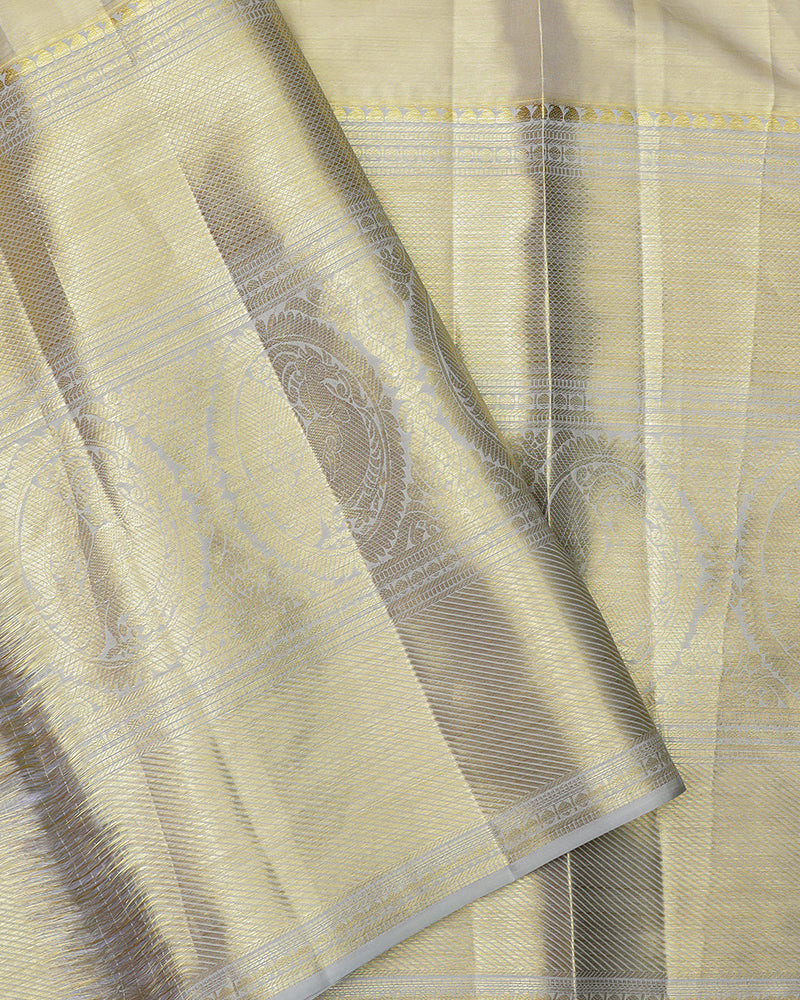 The silver tissue Kanjivaram saree - PattuCheeralu
