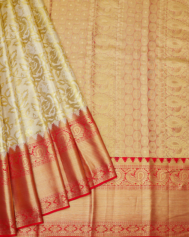 The gold tissue Kanjivaram saree - PattuCheeralu