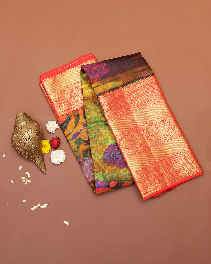 Multi color digital printed saree - PattuCheeralu