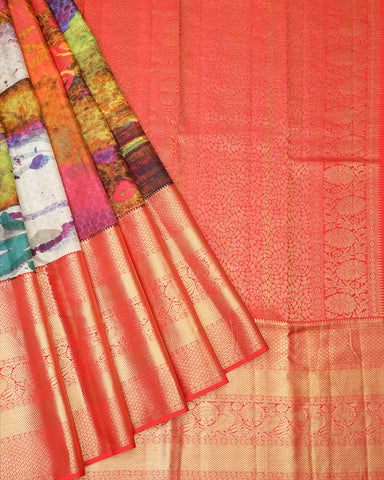Multi color digital printed saree - PattuCheeralu