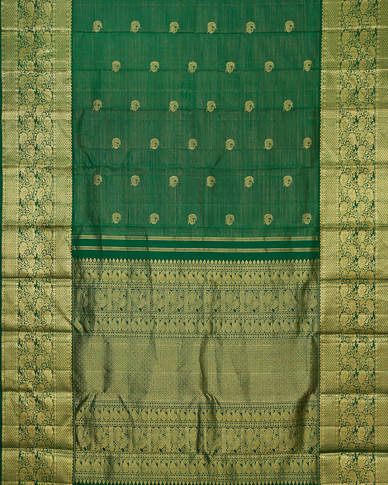 The green Kanjivaram silk saree - PattuCheeralu