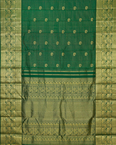 The green Kanjivaram silk saree - PattuCheeralu