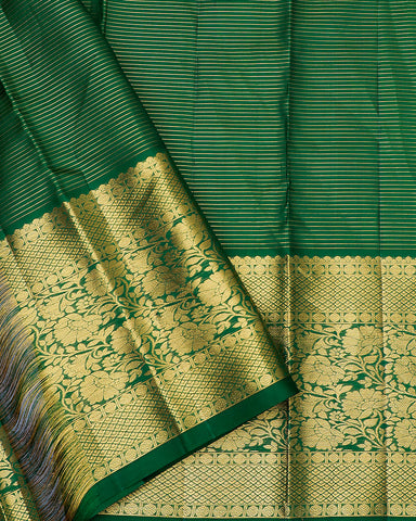 The green Kanjivaram silk saree - PattuCheeralu