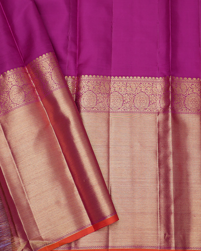The peach Kanjivaram silk saree - PattuCheeralu