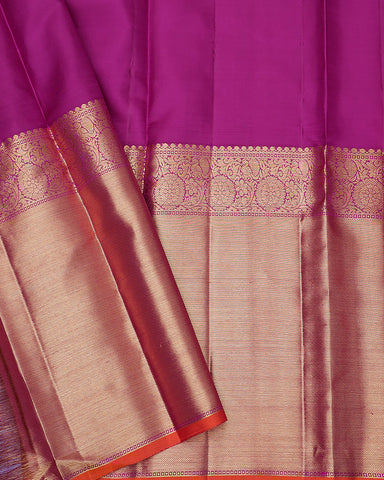 The peach Kanjivaram silk saree - PattuCheeralu