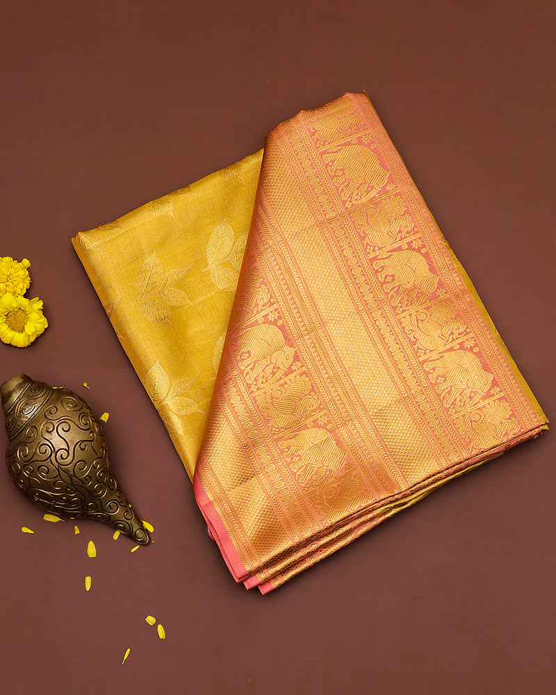 The gold tissue Kanjivaram saree - PattuCheeralu