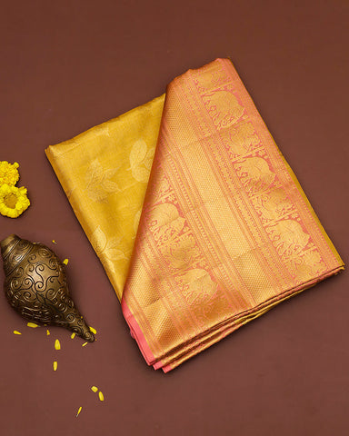 The gold tissue Kanjivaram saree - PattuCheeralu