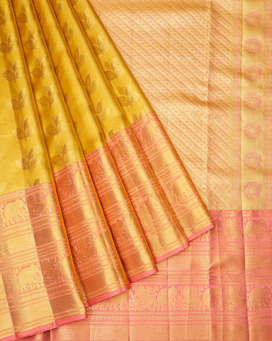 The gold tissue Kanjivaram saree - PattuCheeralu