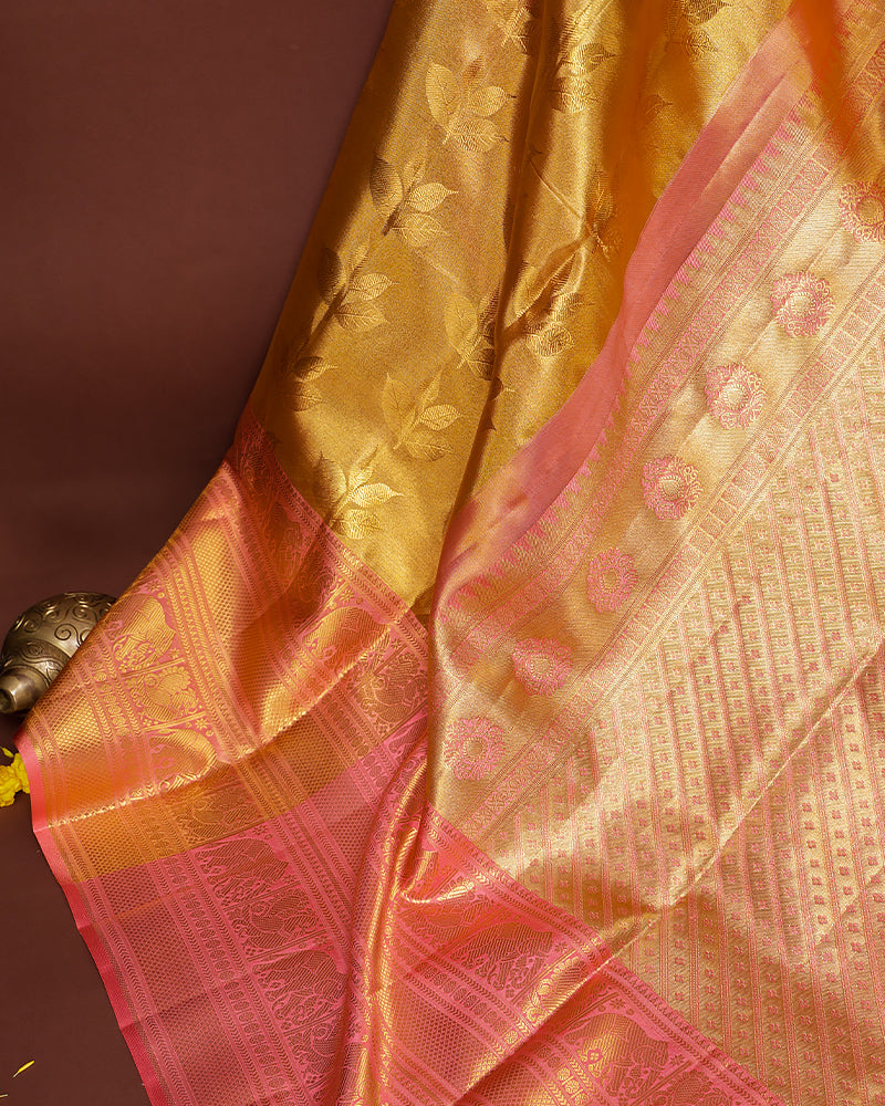 The gold tissue Kanjivaram saree - PattuCheeralu