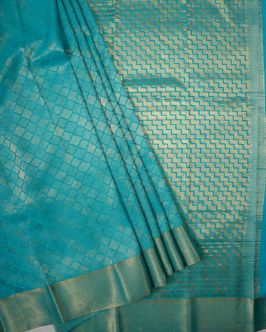 Sky blue Mysore silk saree - PattuCheeralu
