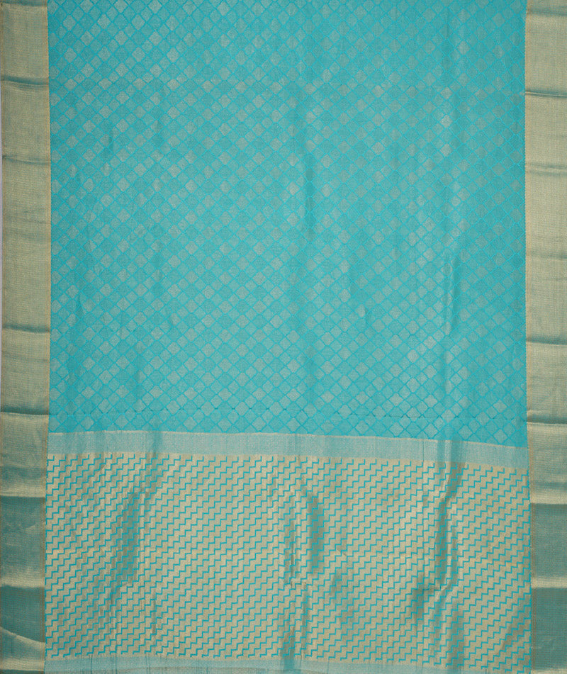 Sky blue Mysore silk saree - PattuCheeralu