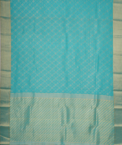 Sky blue Mysore silk saree - PattuCheeralu