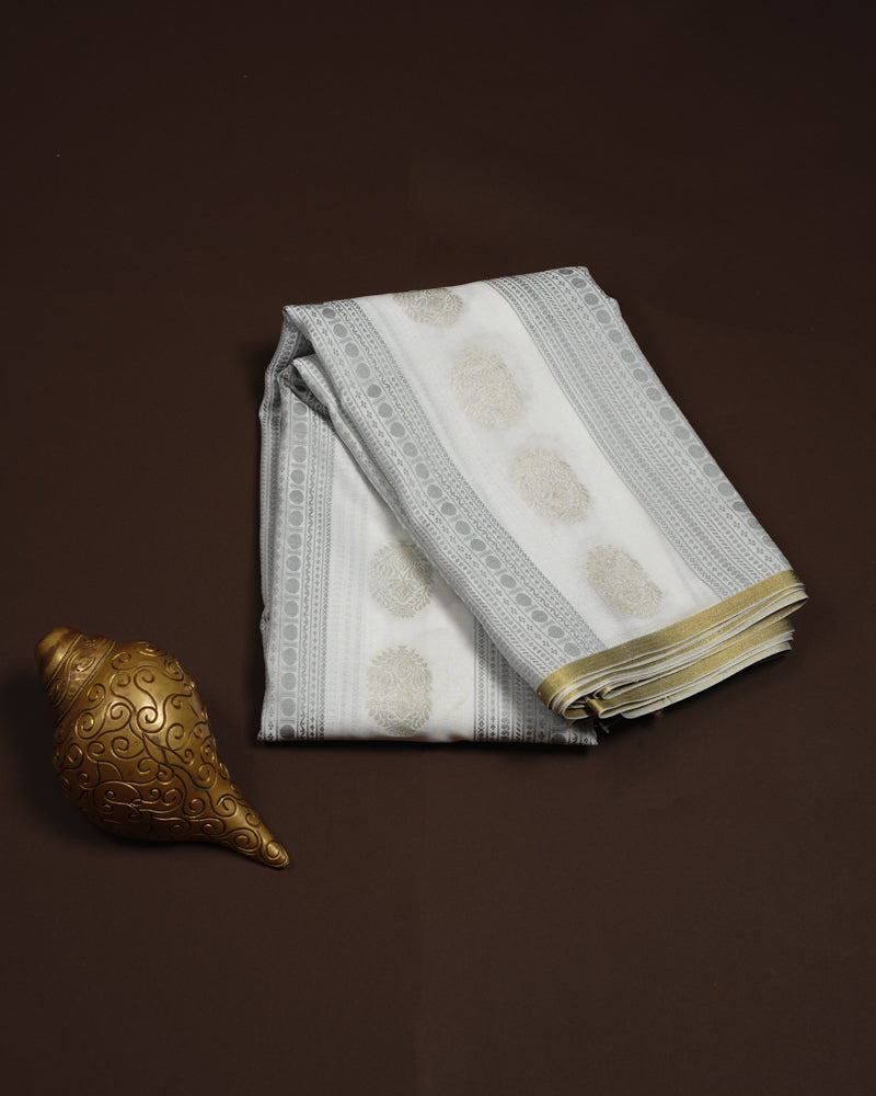 Off - white Mysore silk saree - PattuCheeralu
