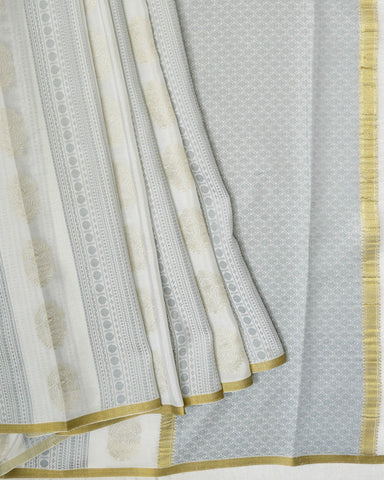 Off - white Mysore silk saree - PattuCheeralu