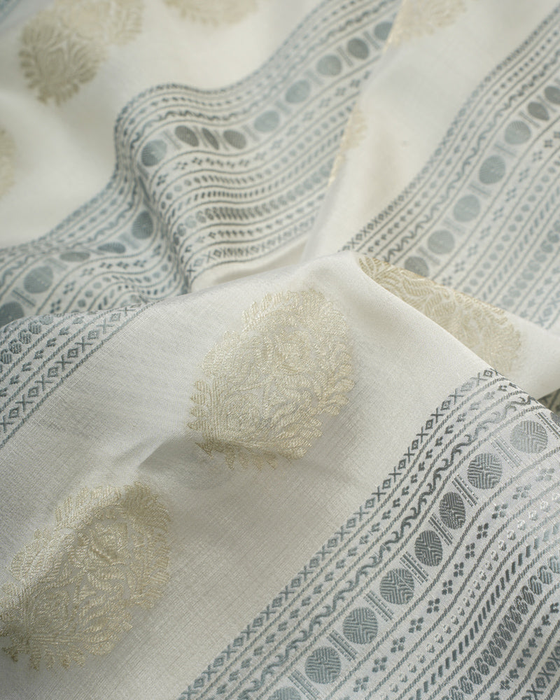 Off - white Mysore silk saree - PattuCheeralu