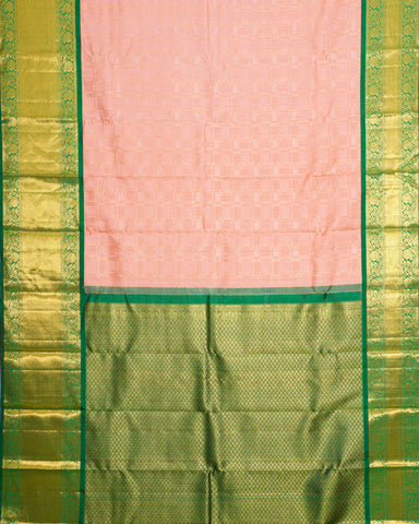 Peach pink kanjivaram silk saree - PattuCheeralu
