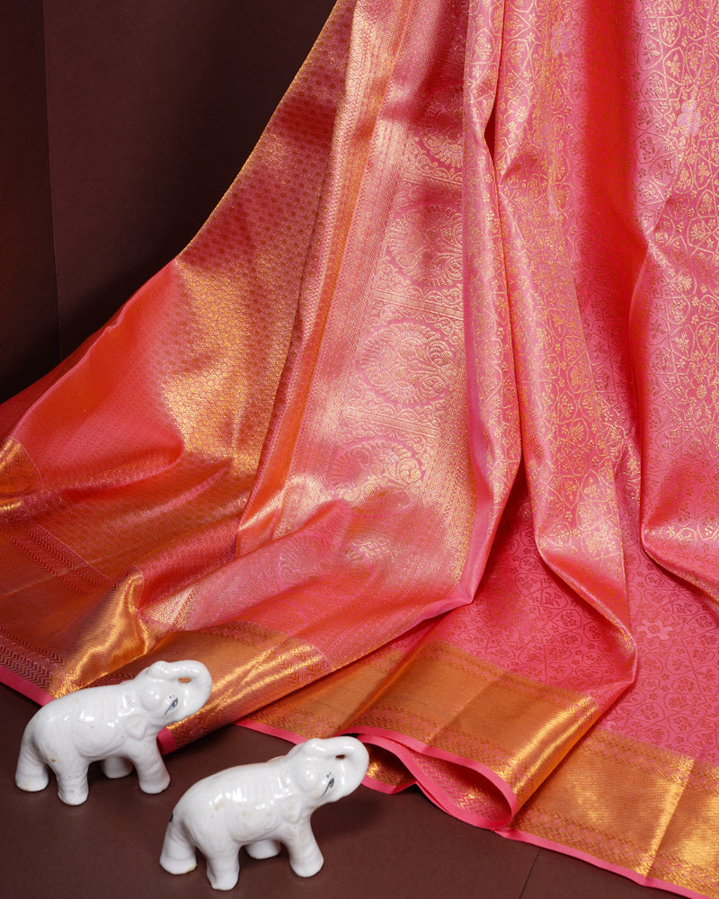 Pink kanjivaram silk saree - PattuCheeralu