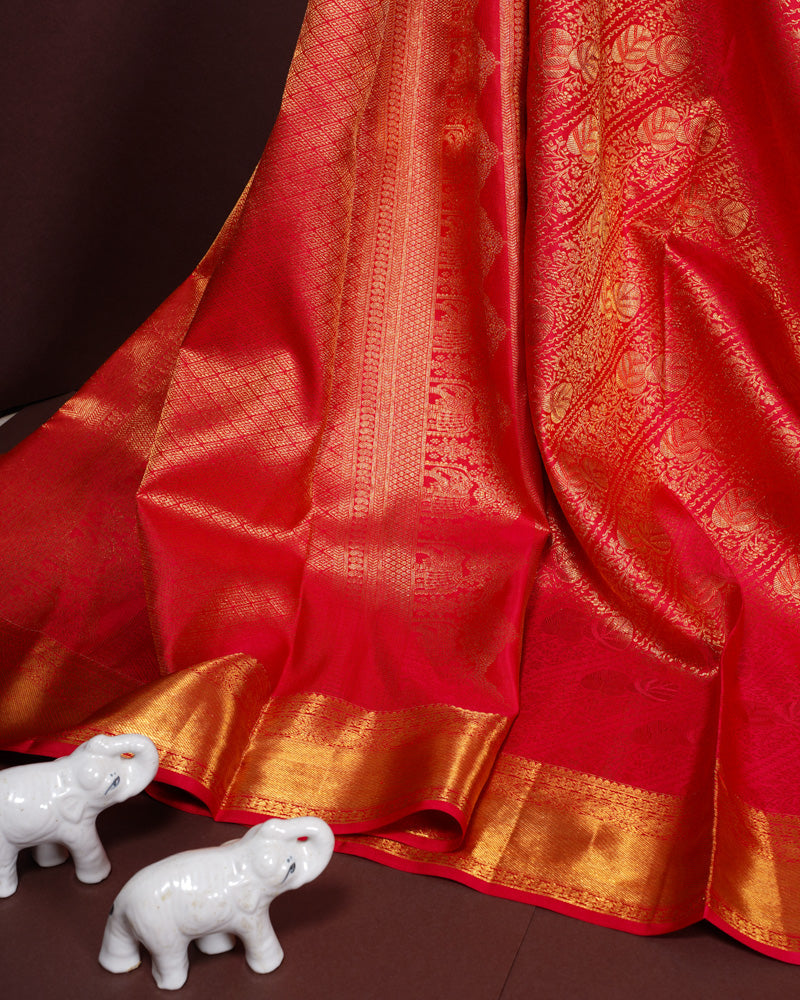 Onion pink kanjivaram silk saree - PattuCheeralu