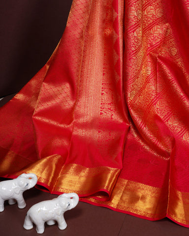 Onion pink kanjivaram silk saree - PattuCheeralu