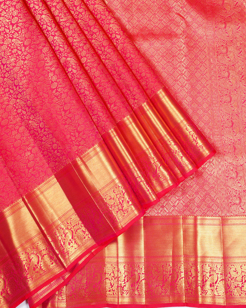Bright pink kanjivaram silk - PattuCheeralu