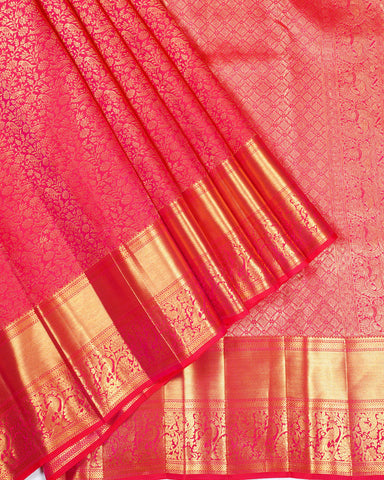 Bright pink kanjivaram silk - PattuCheeralu