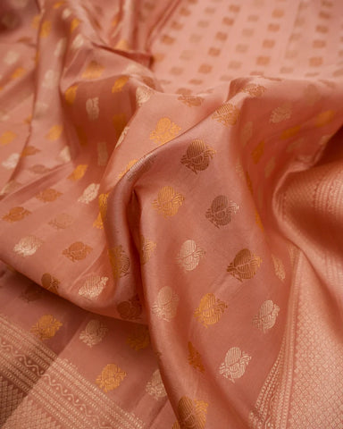 Onion pink kanjivaram silk saree - PattuCheeralu