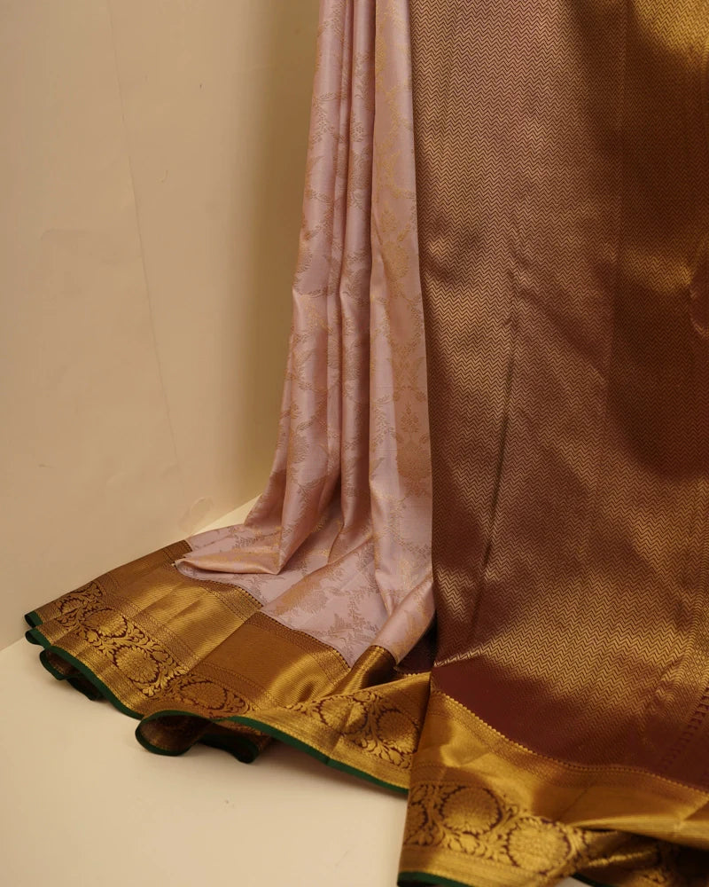 Onion pink kanjivaram silk saree - PattuCheeralu