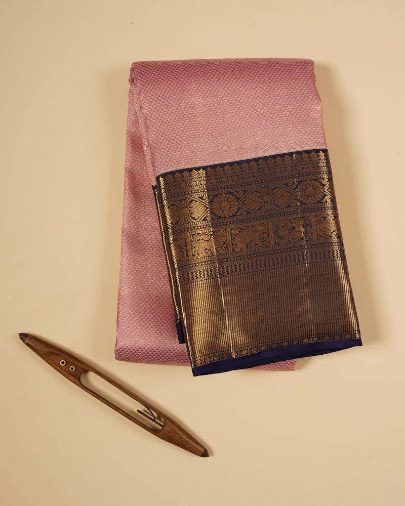 Peach kanjivaram silk saree - PattuCheeralu