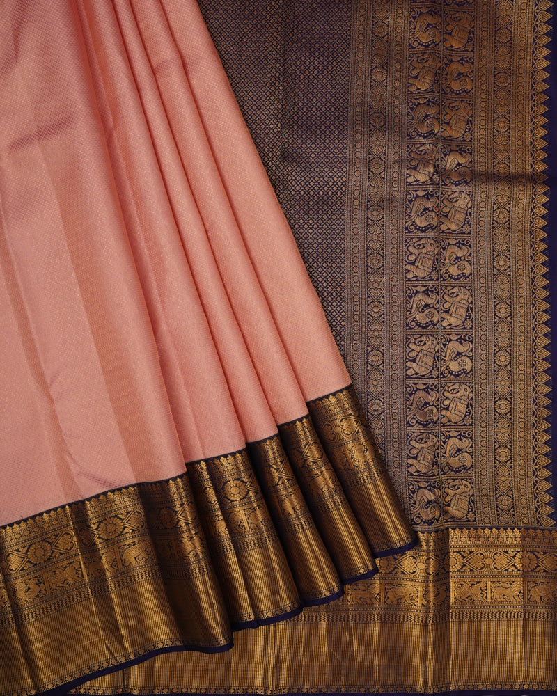 Peach kanjivaram silk saree - PattuCheeralu
