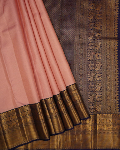 Peach kanjivaram silk saree - PattuCheeralu