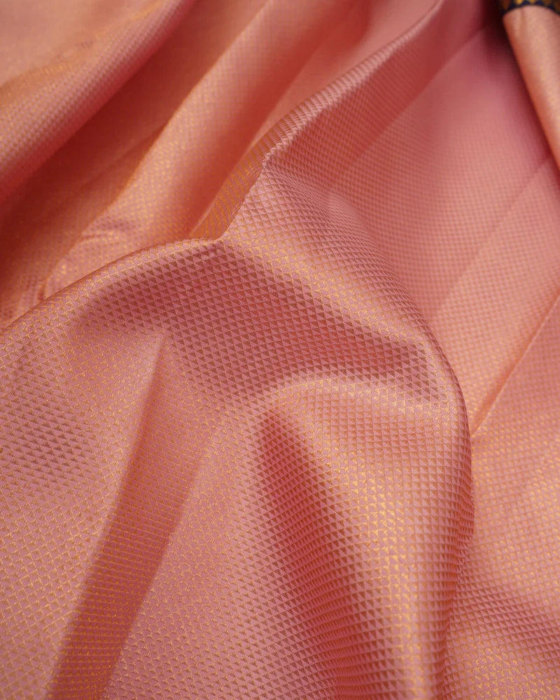 Peach kanjivaram silk saree - PattuCheeralu