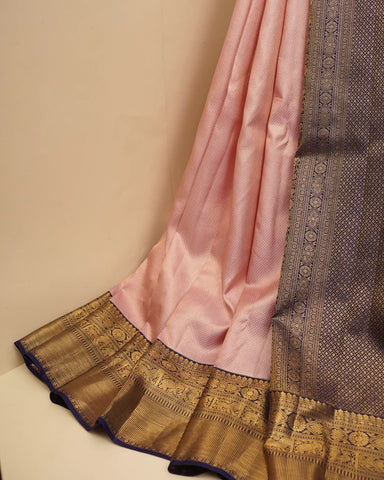 Peach kanjivaram silk saree - PattuCheeralu
