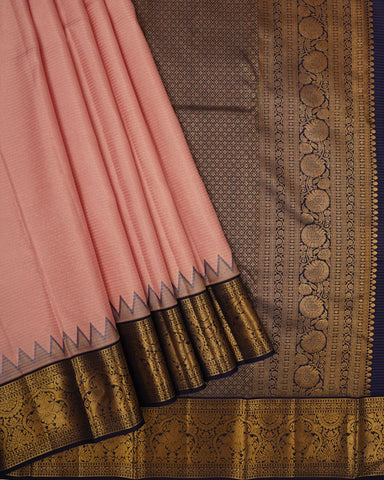 Peach kanjivaram silk saree - PattuCheeralu