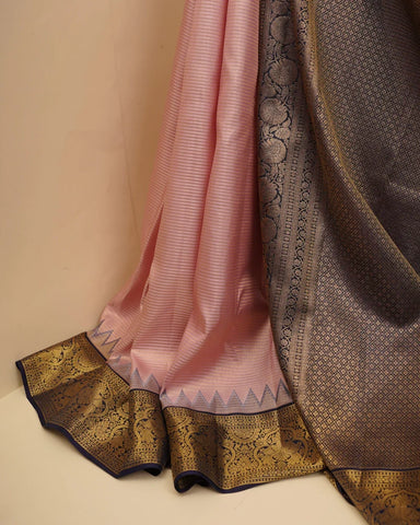 Peach kanjivaram silk saree - PattuCheeralu