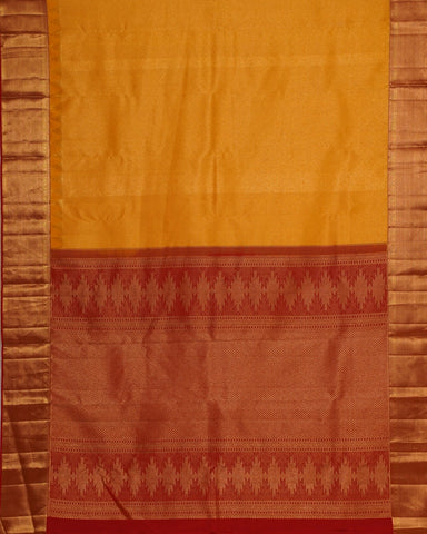 Orange yellow kanjivaram silk saree - PattuCheeralu
