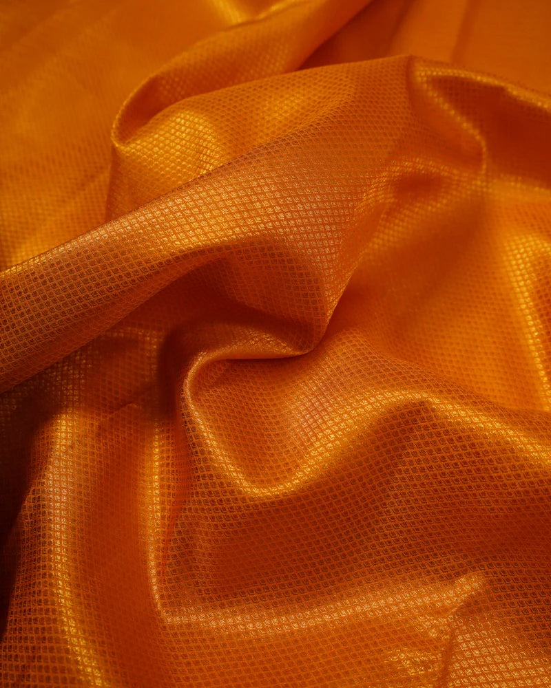 Orange yellow kanjivaram silk saree - PattuCheeralu