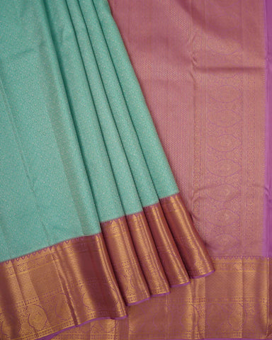 Sky blue kanjivaram silk saree - PattuCheeralu
