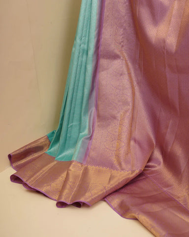 Sky blue kanjivaram silk saree - PattuCheeralu