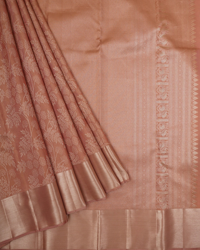 Onion pink kanjivaram silk saree - PattuCheeralu
