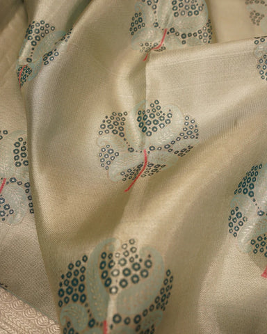Grey tissue kanjivaram silk saree - PattuCheeralu